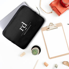 Funda Para Portátil Elegante regalo de Monograma Negro y Blanco Grooms