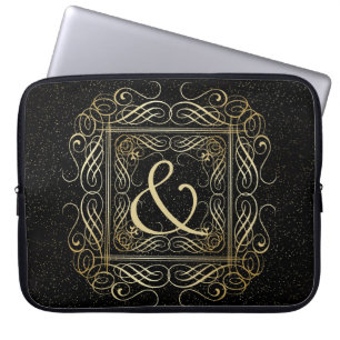 Funda Para Portátil Elegante Relieve metalizado dorado Aspecto guión g