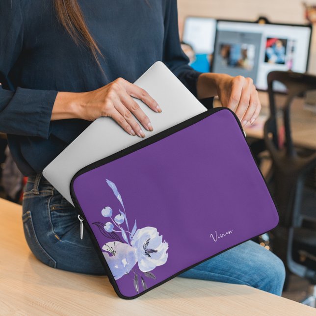 Funda Para Portátil Elegante resumen floral morado (Subido por el creador)