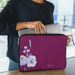 Funda Para Portátil Elegante Resumen Rojo Vino Floral