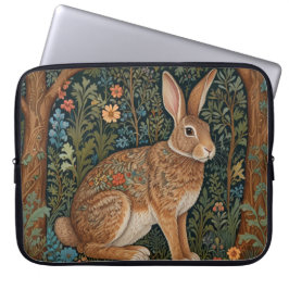 Funda Para Portátil Elegante retro boho conejo leñoso floral