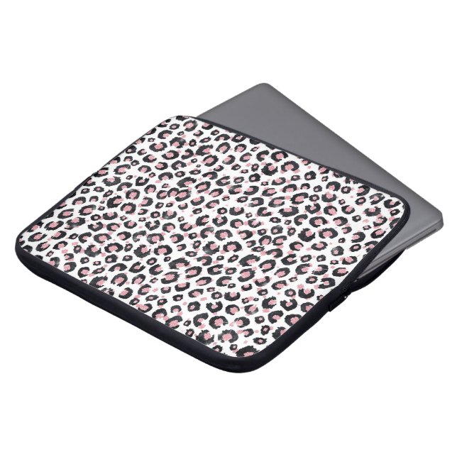 Funda Para Portátil Elegante Rosa de oro Leopardo negro de impresión a (Superior anverso)