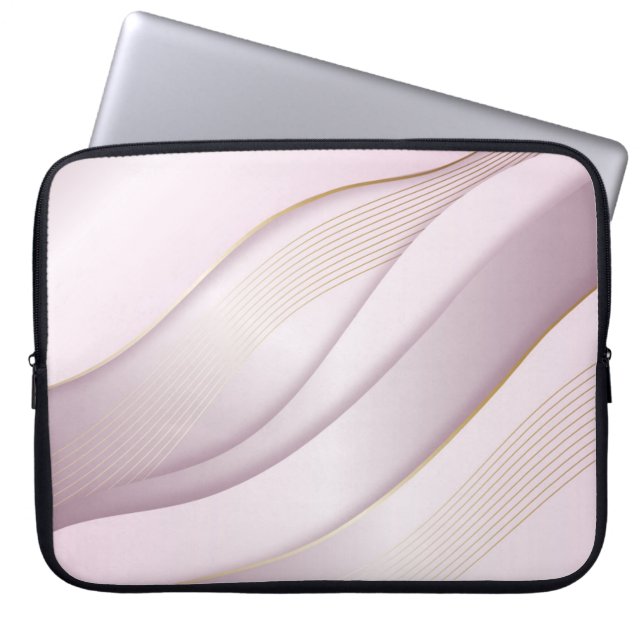 Funda Para Portátil Elegante Rosegold Wavy Lines Textura (Frente)