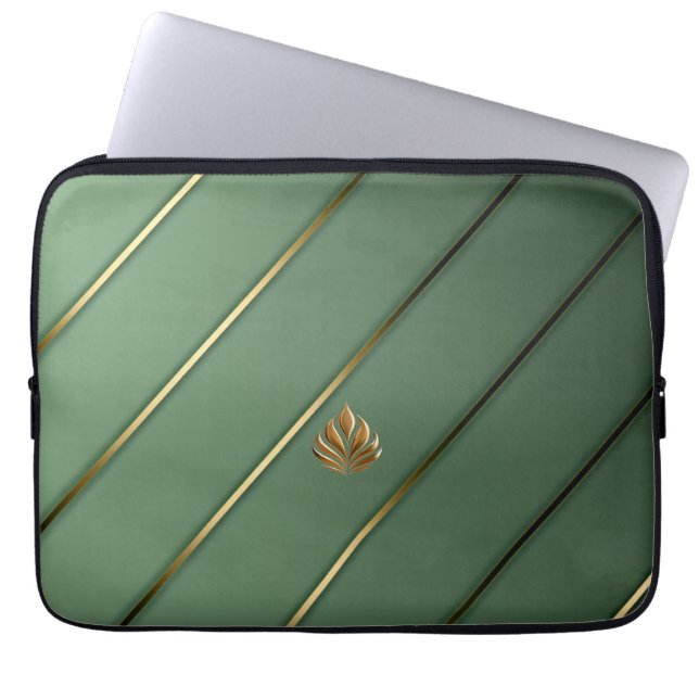 Funda Para Portátil Elegante Sage Green & Gold (Frente)