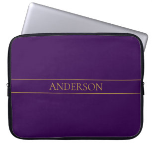 Funda Para Portátil Elegante Texto Personalizable Oro & Púrpura Prof