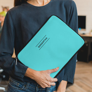 Funda para portátil elegante turquesa con nombre