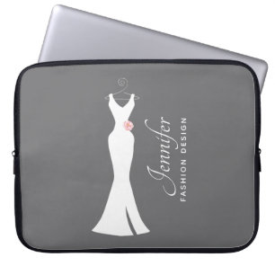 Funda Para Portátil Elegante vestido blanco sobre gris - Diseño sencil