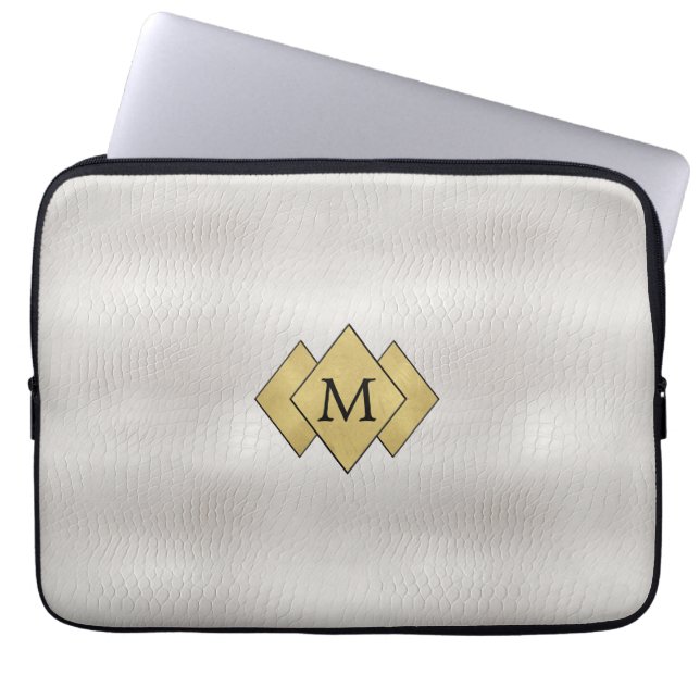 Funda Para Portátil Elegante y elegante cuero blanco falso personaliza (Frente)