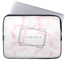 Funda Para Portátil elegante y moderno mármol rosa y blanco