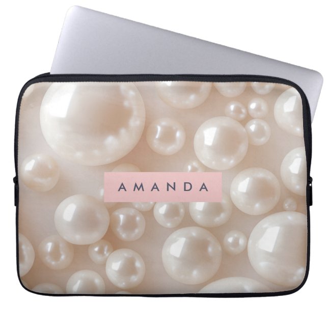 Funda Para Portátil Elegante y personalizado Pearl Soft White Luxury (Frente)