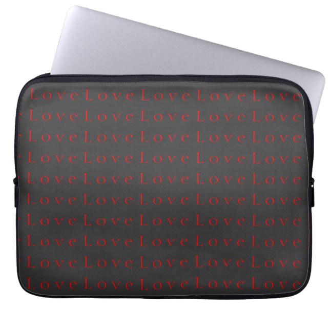 Funda Para Portátil Elegante y Único Amor de Boda Gris Rojo (Frente)