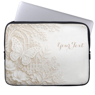 Funda Para Portátil Eleganter Papercut Schmetterling mit Blumenrahmen