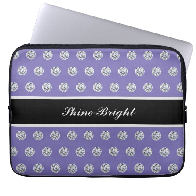 Funda Para Portátil Elegantes diamantes en una laptop azul Lavender (Frente)