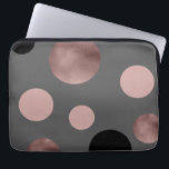Funda Para Portátil elegantes falsos rosas dorados ruborizados círculo<br><div class="desc">Diseño moderno y elegante que representa unos círculos falsos de oro rosa,  rosa y negro sobre un fondo gris.</div>