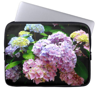 Funda Para Portátil Elegantes flores boho rosa púrpura azul hortensias