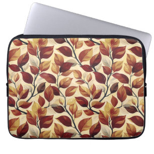 Funda Para Portátil Elegantes hojas de otoño beige marrón