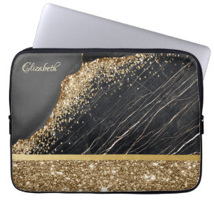 Funda Para Portátil Elegantes lentejuelas doradas brillantes mármol ne