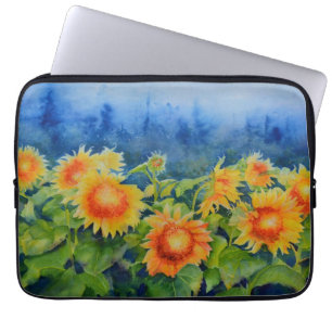 Funda Para Portátil Elegantes rollos de girasol acuarelas