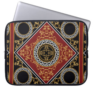 Funda Para Portátil Elemento barroco floral dorado con motivos griegos