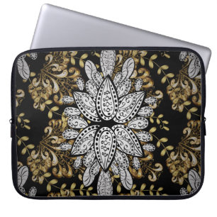 Funda Para Portátil Elemento dorado sobre fondo negro. Black F
