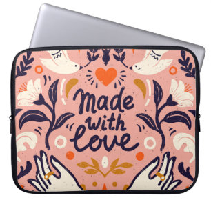 Funda Para Portátil Elementos de amor: composición rosa vintage.