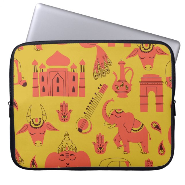 Funda Para Portátil Elementos indios, cosecha cosecha a mano. (Frente)
