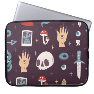 Funda Para Portátil Elementos mágicos: cráneo, tarot sin costuras