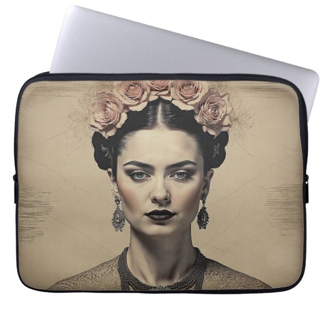 Funda Para Portátil Eleva tu estilo tecnológico con Frida Kahlo (Frente)