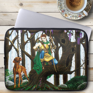 Funda Para Portátil Elfo de fantasía Arquero Perro Vizsla Bosque Encan