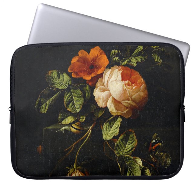 Funda Para Portátil Elias van den Broeck, Vida fija con Rosas (Frente)