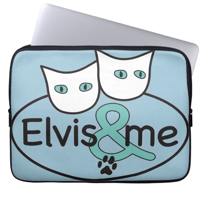 Funda Para Portátil "Elvis y yo" 13" - 14" manga azul clara del (Frente)
