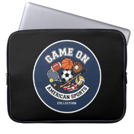 Funda Para Portátil Emblema gráfico de collage de deportes Game On.