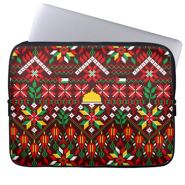 Funda Para Portátil Embrodería tradicional de Palestina Tatreez (Frente)