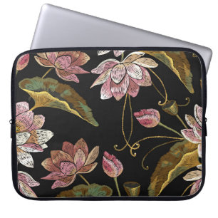 Funda Para Portátil Embroidery Lotus Flowers Patrón sin problemas