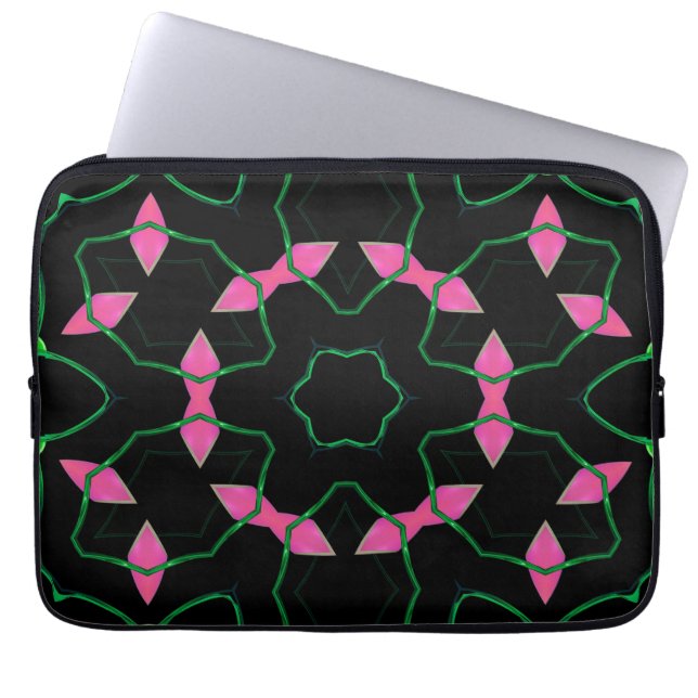 Funda Para Portátil Emerald and Pink Kaleidoscope (Frente)