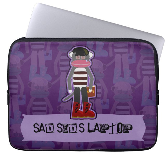 Funda Para Portátil Emo Sock Monkey Purple Funny Cartoon Art (Frente)