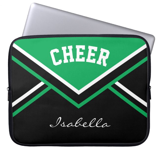 Funda Para Portátil Emocionante animador verde Cheer (Frente)