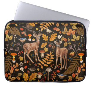 Funda Para Portátil En el bosque/ciervo otoñal sobre negro