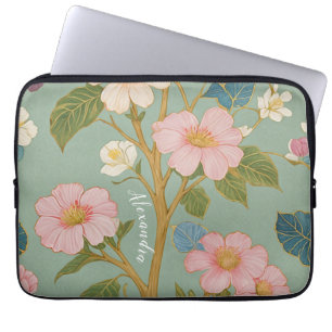 Funda Para Portátil En flor de flores: Rama Pastel con flores rosas