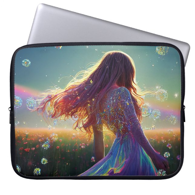 Funda Para Portátil En los campos de cristal bajo los cielos estrellad (Frente)