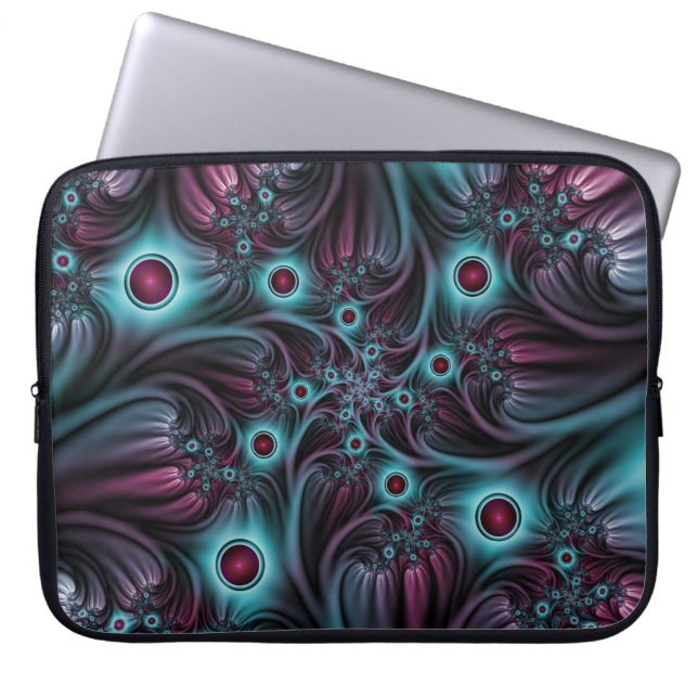Funda Para Portátil En profundidad Arte fractal rosa azul abstracto ab (Frente)