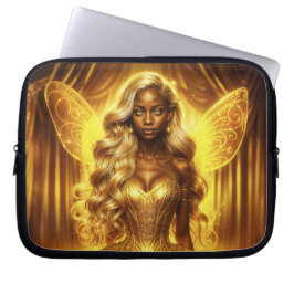 Funda Para Portátil Encantado hada dorada elegantes alas espumosas