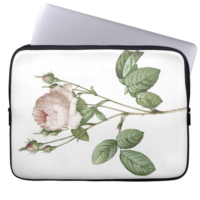 Funda Para Portátil Encantador Botánico de Rosa Blanca (Frente)