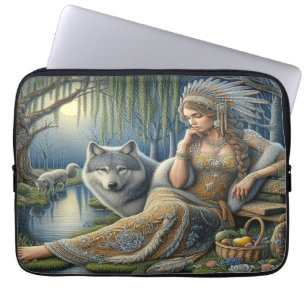 Funda Para Portátil Encantamiento de la luna en el bosque místico