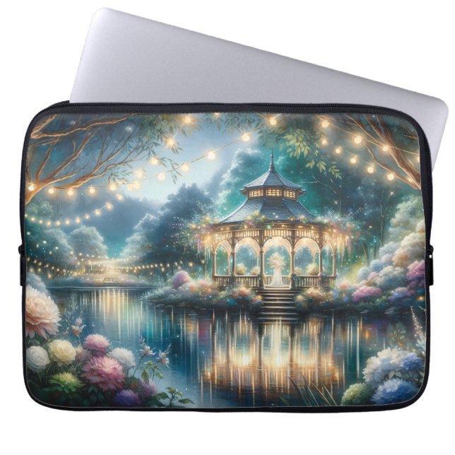 Funda Para Portátil Enchanted Garden Gazebo Twilight Reflection (Frente)
