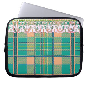 Funda Para Portátil Enciende y encaja verde melocotón blanco encaje es