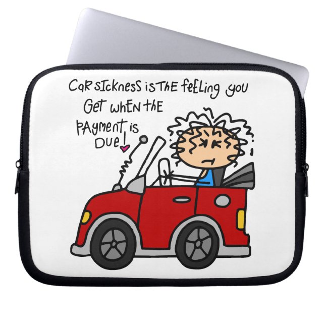 Funda Para Portátil Enfermedad del coche humorístico (Frente)