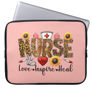 Funda Para Portátil Enfermera, amor, inspirar, sanar manga de laptops
