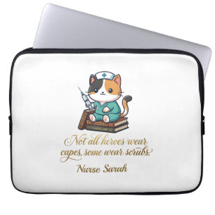 Funda Para Portátil Enfermera Bonita Gato Calico Personalizado