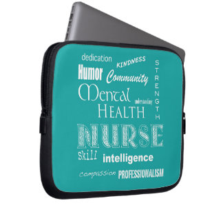 Funda Para Portátil Enfermera-Cualidades de la salud mental/azulverde